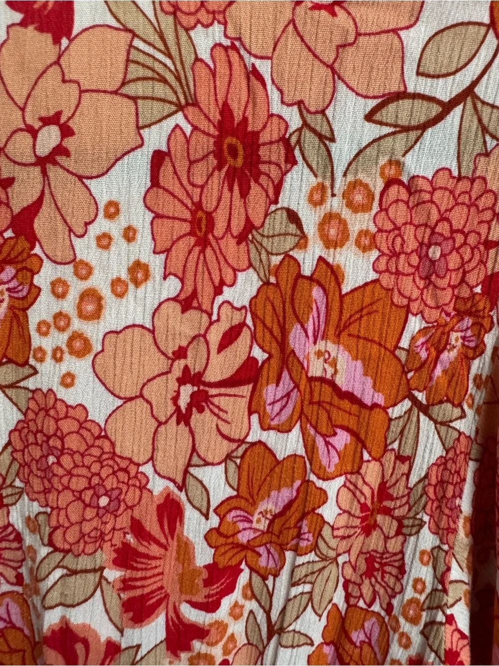 Lush Coral and Peach Floral High-Low Midi Dress